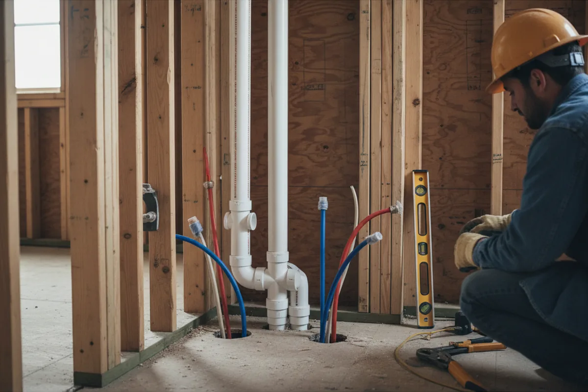 Drain and supply rough-in during Drain Cleaning in Manito