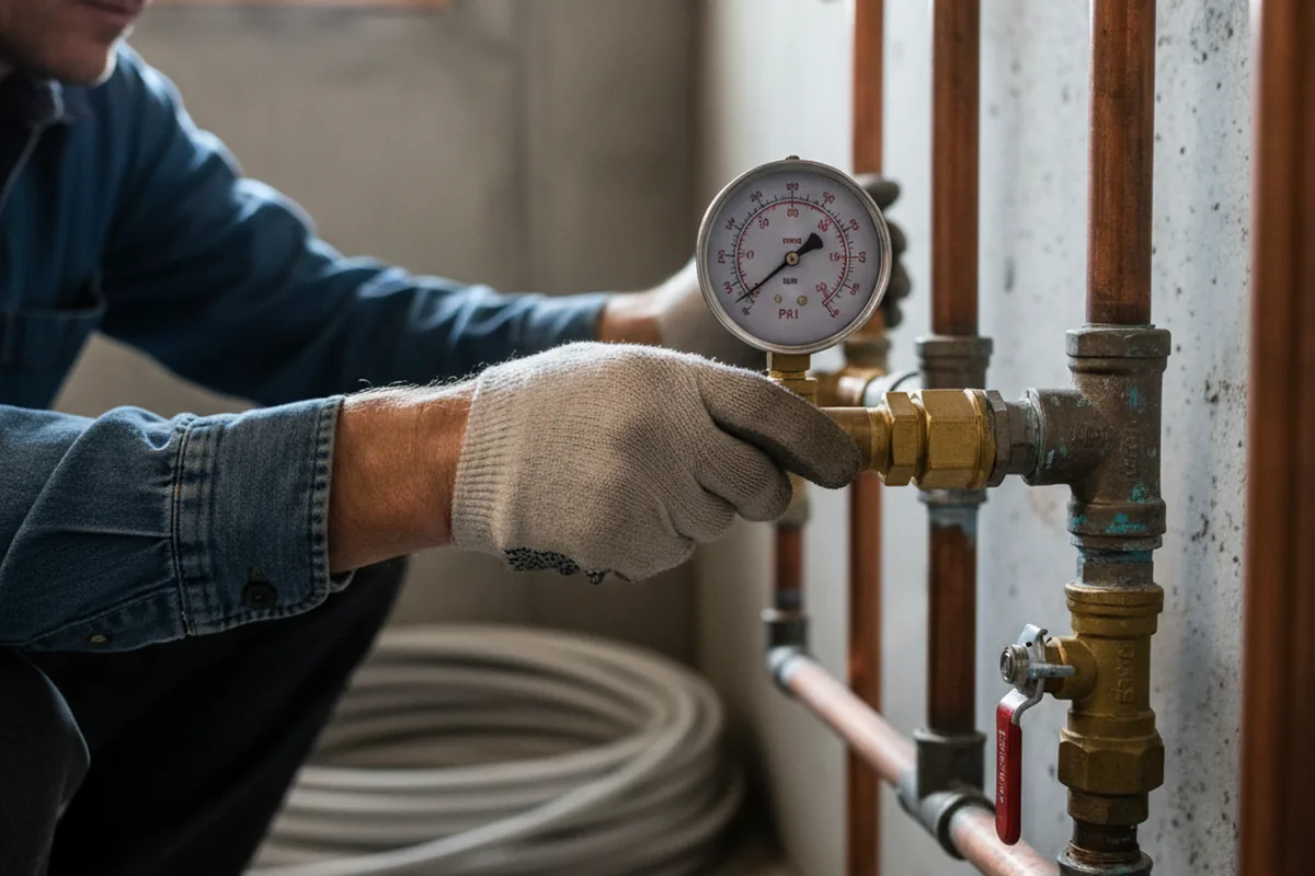 Pressure testing a repaired line during Water Line Repair in Manito